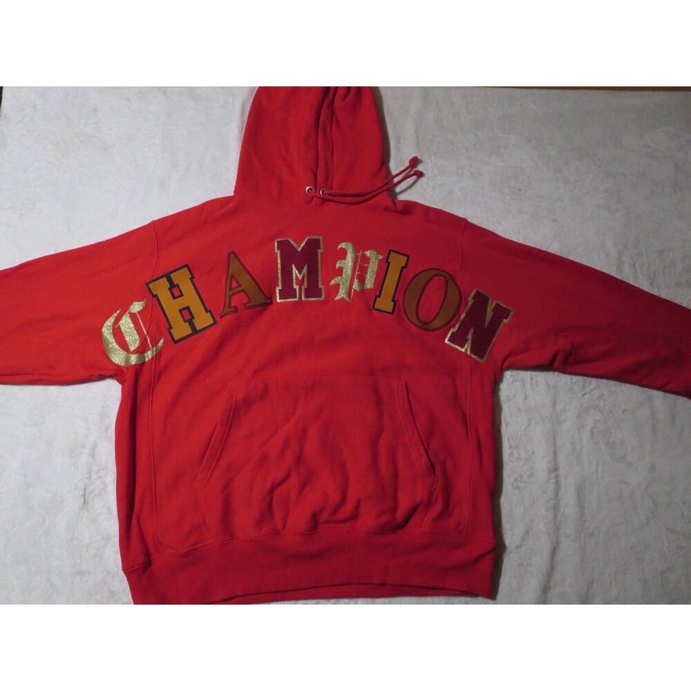 Champion Spell Out Reverse Weave Hoodie Large